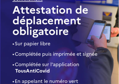 Covid-19 : Attestation de déplacement