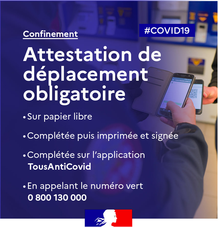 Covid-19 : Attestation de déplacement