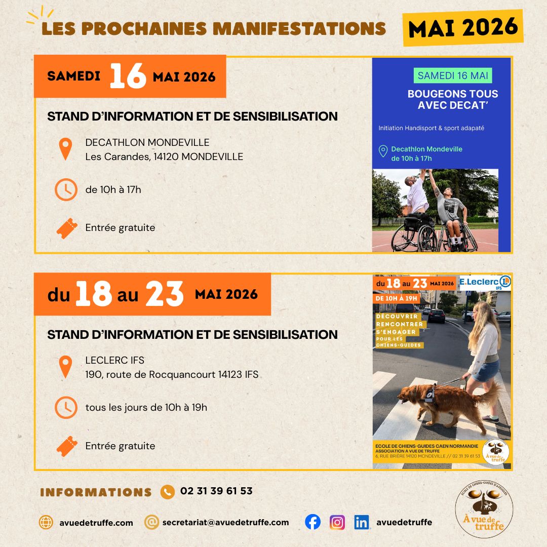 Nos prochaines manifestations – mai 2026
